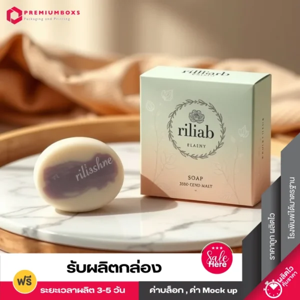 กล่องสบู่ ราคาถูก ออกแบบสีทูโทน ระหว่างสีเขียวและชมพู ดีไซน์หรูหรา พร้อมพิมพ์โลโก้